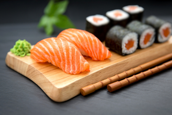 Close-up de un nigiri.